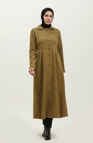 سترة طويلة منقوشة بأزرار 1981-02 خردلي 1981-02