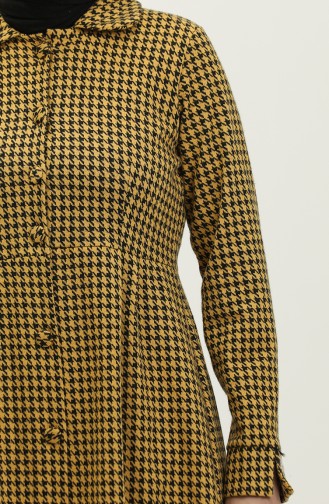 Houndstooth Patterned Buttoned Cape 1981-02 Mustard 1981-02