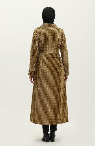 Houndstooth Patterned Buttoned Cape 1981-02 Mustard 1981-02