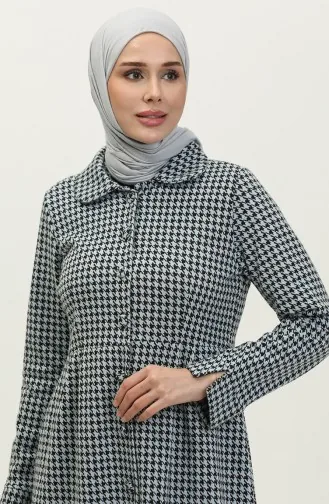 Houndstooth Patterned Buttoned Cape 1981-06 Black Light Blue 1981-06