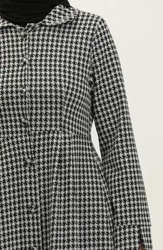 سترة طويلة منقوشة بأزرار 1981-08 أسود أبيض 1981-08