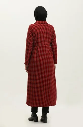 سترة طويلة منقوشة بأزرار 1981-09 أحمر 1981-09