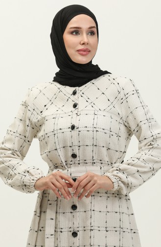 Buttoned Down Jacket With Belted Waist 1226-02 White 1226-02
