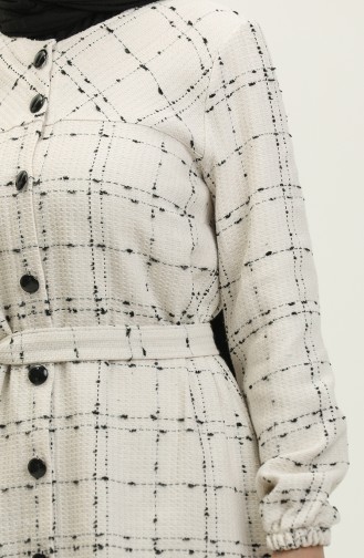 Buttoned Down Jacket With Belted Waist 1226-02 White 1226-02