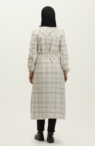Buttoned Down Jacket With Belted Waist 1226-02 White 1226-02