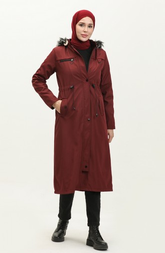 Manteau Taille Elastique En Tissu Bondit 7015-07 Rouge Claret 7015-07