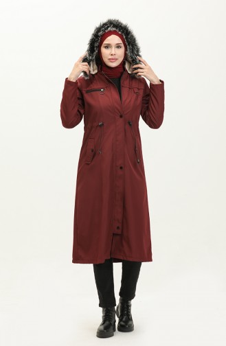 Manteau Taille Elastique En Tissu Bondit 7015-07 Rouge Claret 7015-07