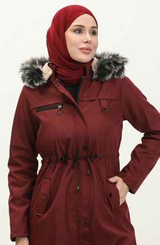 Manteau Taille Elastique En Tissu Bondit 7015-07 Rouge Claret 7015-07