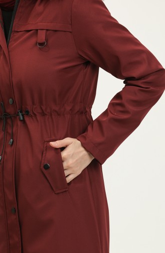 Manteau Taille Elastique En Tissu Bondit 7015-07 Rouge Claret 7015-07