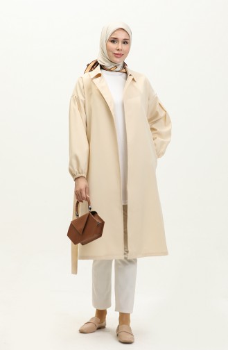 Button Detailed Trench Coat Beige 19148 14788