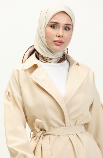 Button Detailed Trench Coat Beige 19148 14788