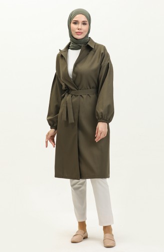 Button Detailed Trench Coat Khaki 19148 14789