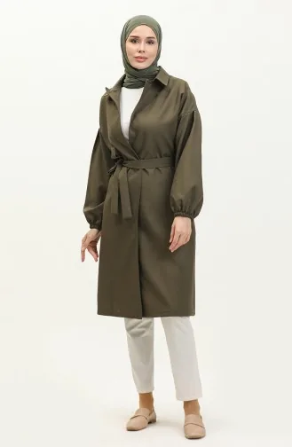Button Detailed Trench Coat Khaki 19148 14789
