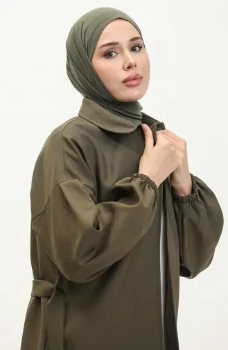 Button Detailed Trench Coat Khaki 19148 14789