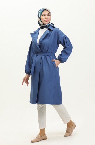 Knopfdetaillierter Trenchcoat Blau 19148 14790