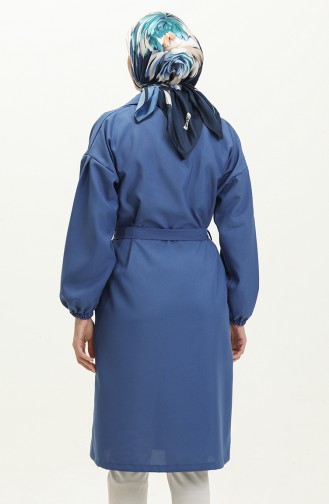 Button Detailed Trench Coat Blue 19148 14790