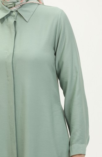  Hidden Placket Viscose Tunic 6435-28 Dark Green Almond Green 6435-28