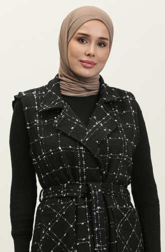 Tüvit Kuşaklı Yelek 5514-01 Siyah