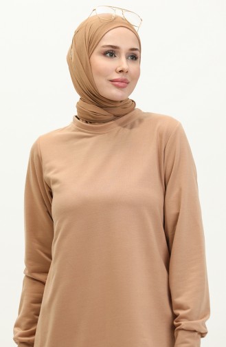 Slit Detailed Sports Tunic 0269-06 Beige 0269-06