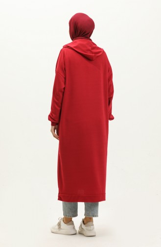Kapüşonlu Uzun Tunik 0271D-01 Bordo