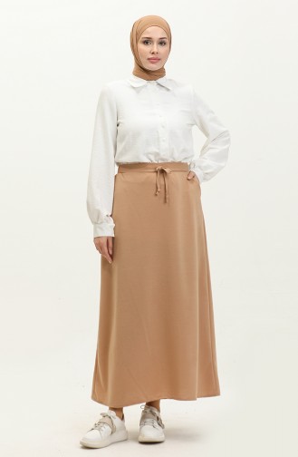 Elastic waist Pocket Skirt 0268-01 Beige 0268-01