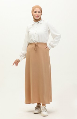 Elastic waist Pocket Skirt 0268-01 Beige 0268-01