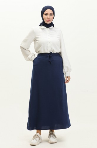 Elastic waist Pocket Skirt 0268-02 Navy Blue 0268-02