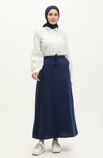 Elastic waist Pocket Skirt 0268-02 Navy Blue 0268-02