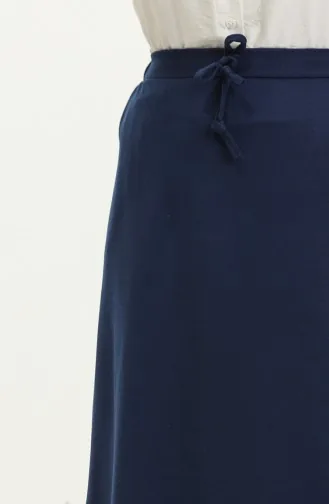 Jupe Taille Elastique Avec Poche 0268-02 Bleu Marine 0268-02