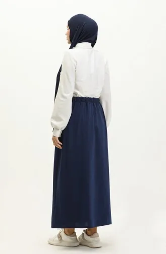 Jupe Taille Elastique Avec Poche 0268-02 Bleu Marine 0268-02