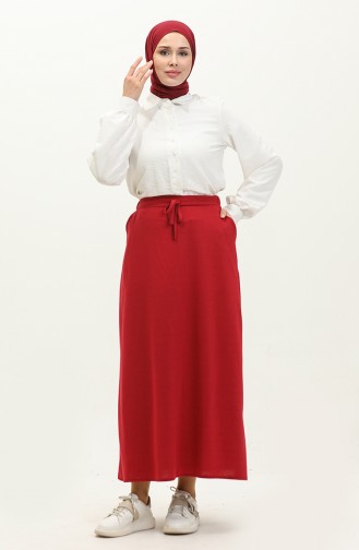 Elastic waist Pocket Skirt 0268-05 Claret Red 0268-05