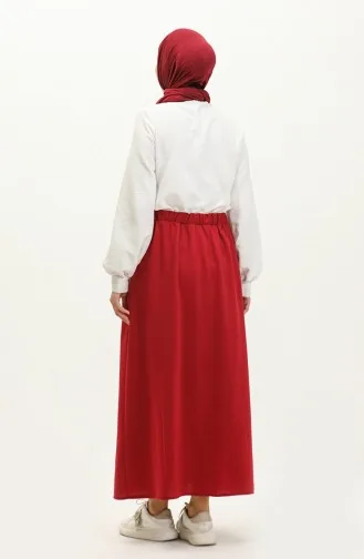 Jupe Taille Elastique Avec Poche 0268-05 Rouge Claret 0268-05