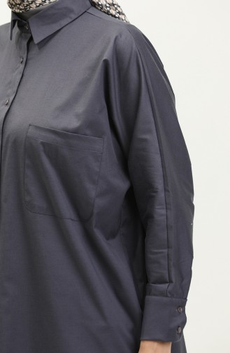 Übergroßes Popeline-Hemd Mit Taschen 3001-04 Anthrazit 3001-04