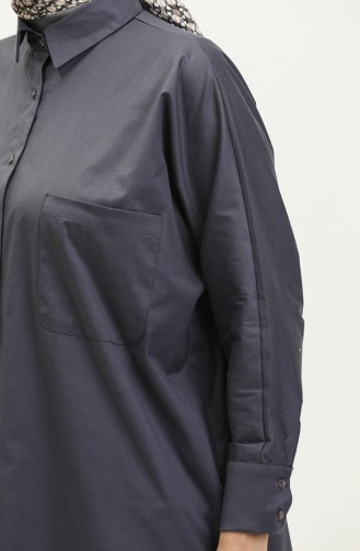 Oversize Pocket Poplin Shirt 3001-04 Anthracite 3001-04