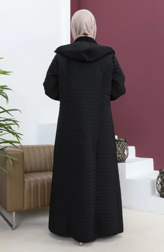 معطف مُبطن بتصميم مُزين بنقشة ألماس وقياسات كبيرة 5062-01 لون أسود 5062-01
