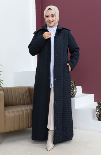 Large Size Diamond Pattern Quilted Coat 5062-02 Navy Blue 5062-02