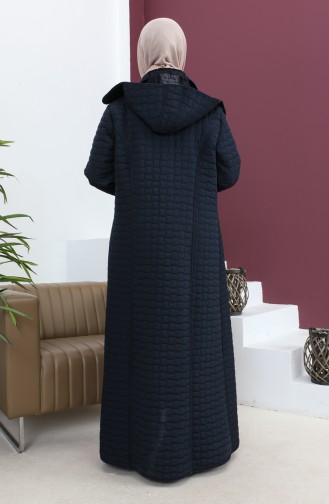 Large Size Diamond Pattern Quilted Coat 5062-02 Navy Blue 5062-02