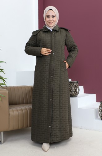 Large Size Diamond Pattern Quilted Coat 5062-03 Khaki 5062-03