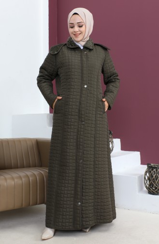 Large Size Diamond Pattern Quilted Coat 5062-03 Khaki 5062-03