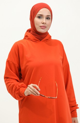 Lange Tunika Mit Kapuze 0271-04 Orange 0271-04