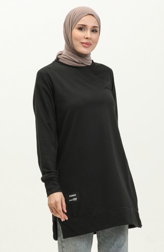 Yırtmaç Detaylı Spor Tunik 0269-02 Siyah