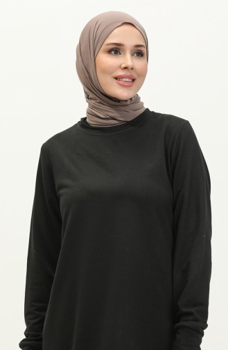 Yırtmaç Detaylı Spor Tunik 0269-02 Siyah