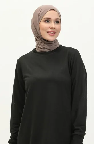 Schlitzdetaillierte Sporttunika 0269-02 Schwarz 0269-02