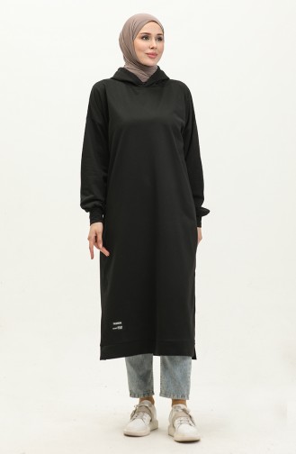 Hooded Long Tunic 0271-02 Black 0271-02