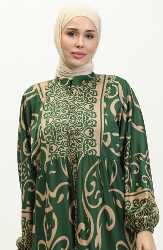 Bat Sleeve Patterned Dress 5572-05 Green 5572-05