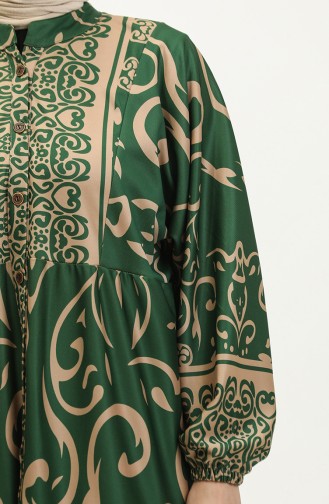 Bat Sleeve Patterned Dress 5572-05 Green 5572-05