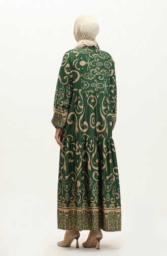 Bat Sleeve Patterned Dress 5572-05 Green 5572-05