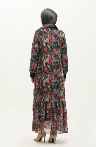 Geribbelde Voile-jurk Met Patroon 0031-02 Grijs 0031-02