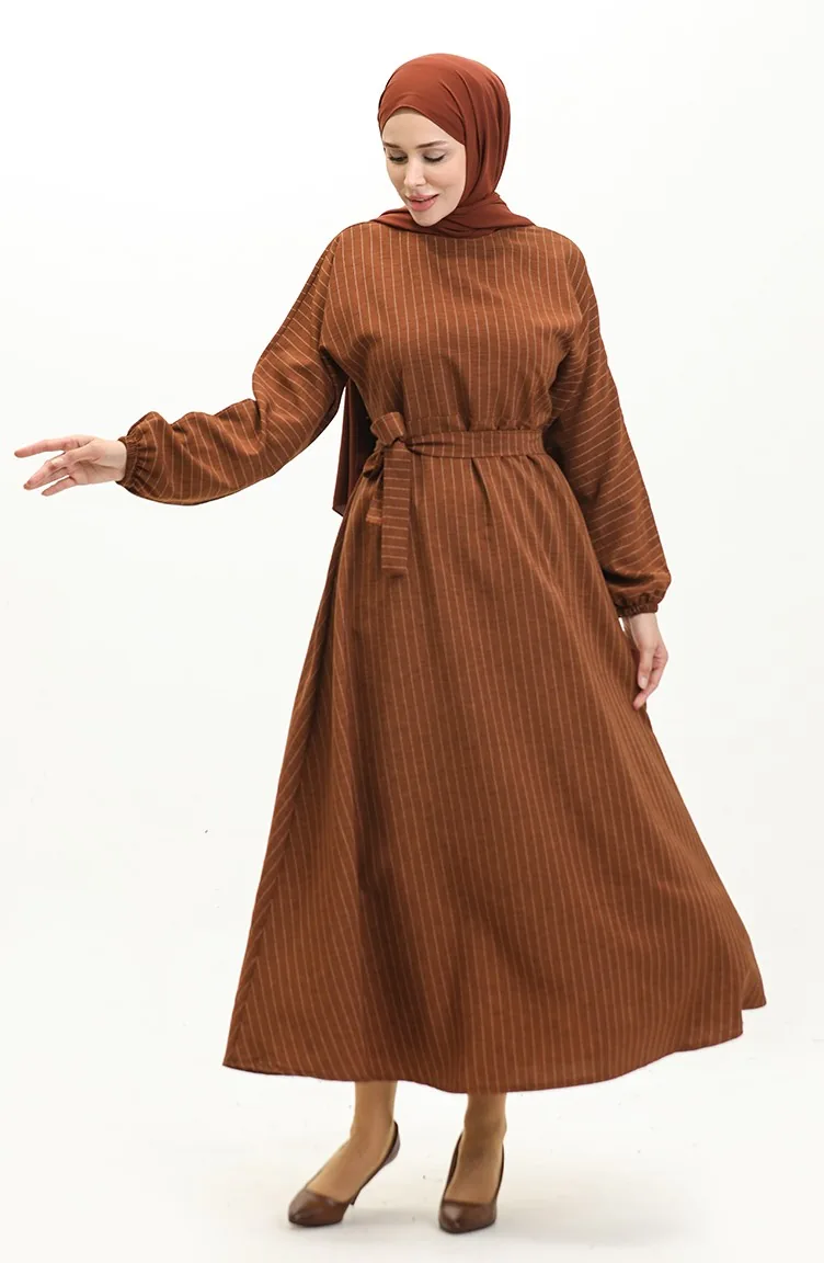 Robe Rayée Manches Chauve Souris 0270-06 Tan 0270-06