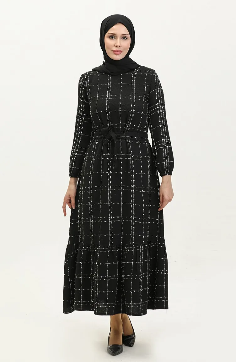 Chanel Kuşaklı Elbise 0272-01 Siyah